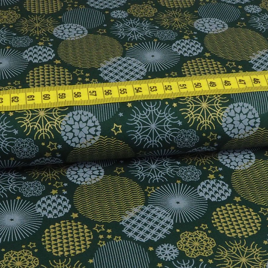 Baumwolle Weihnachten Golddruck Balls auf Grün Baumwolle Weihnachten Golddruck Balls auf Grün