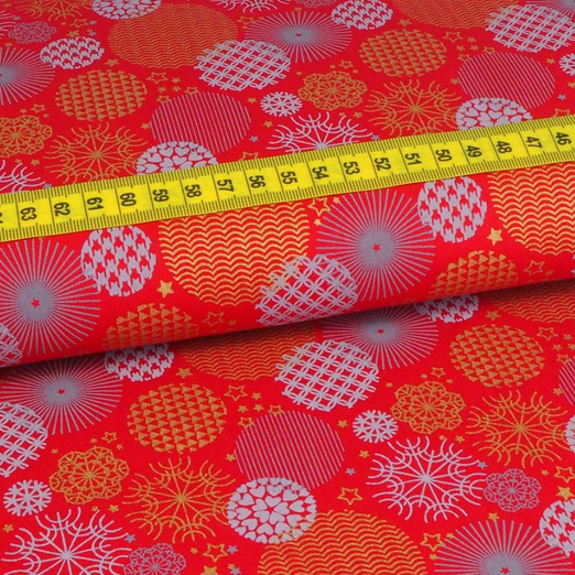 Baumwolle Weihnachten Golddruck Balls auf Rot Baumwolle Weihnachten Golddruck Balls auf Rot