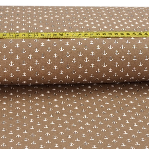 Baumwolle Maritim Kleine Anker Taupe Baumwolle Maritim Kleine Anker Taupe