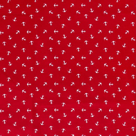 Baumwolle Maritime Anker auf Rot Baumwolle Maritime Anker auf Rot