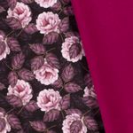Softshell Pfingstrosen und Blätter Rose/Aubergine Digital