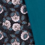 Softshell Pfingstrosen und Blätter Creme/Petrol Digital