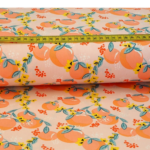 Baumwolle Tasty Fruit auf Hellrosa Baumwolle Tasty Fruit auf Hellrosa