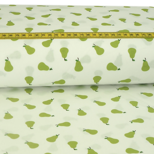Baumwolle Tasty Pear Kiwi auf Weiß Baumwolle Tasty Pear Kiwi auf Weiß