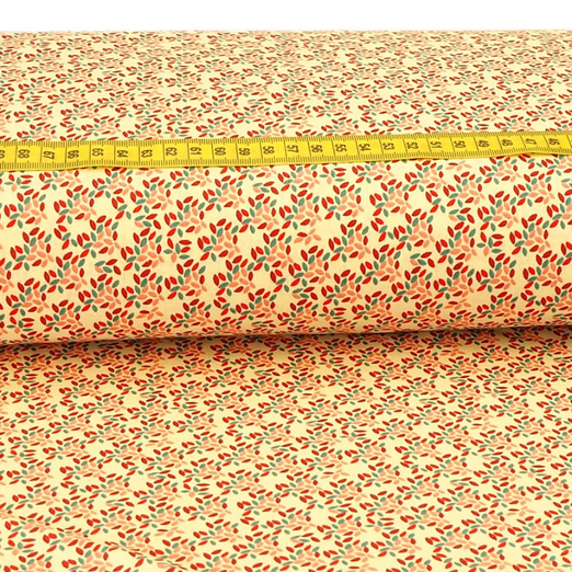Baumwolle Retro Leaves auf Hellbeige
