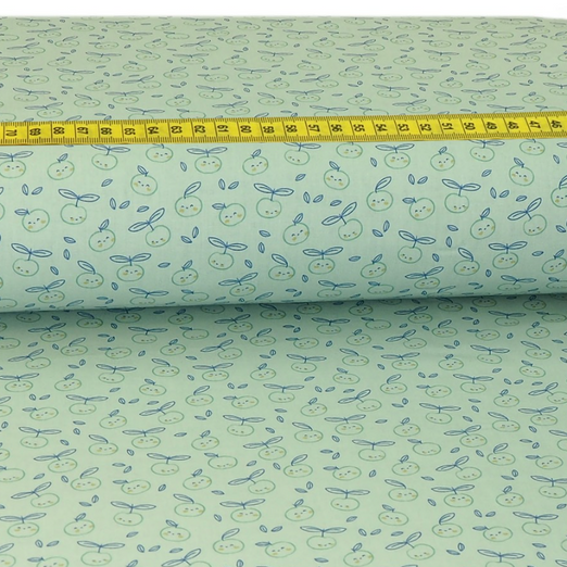 Baumwolle Happy Apples auf Hellmint