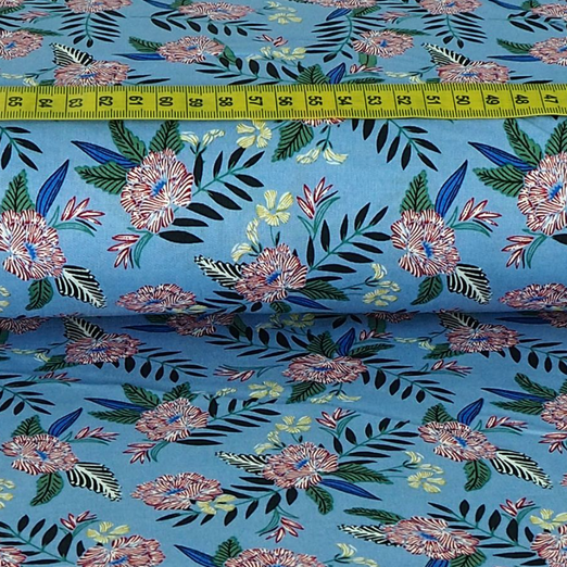 Baumwolle Flowers Lynn auf Hellblau Baumwolle Flowers Lynn auf Hellblau