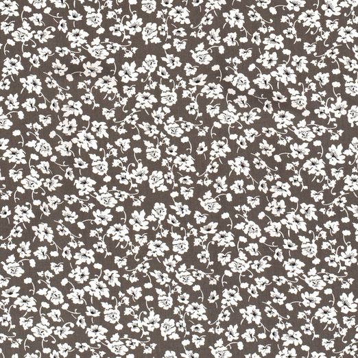 Bekleidungsstoff Viskose Apfelblüten auf Dunkelbraun