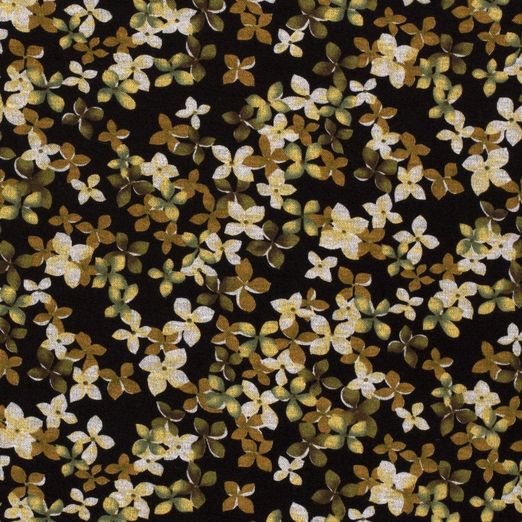 Romanit Jersey Grüne Blüten auf Schwarz