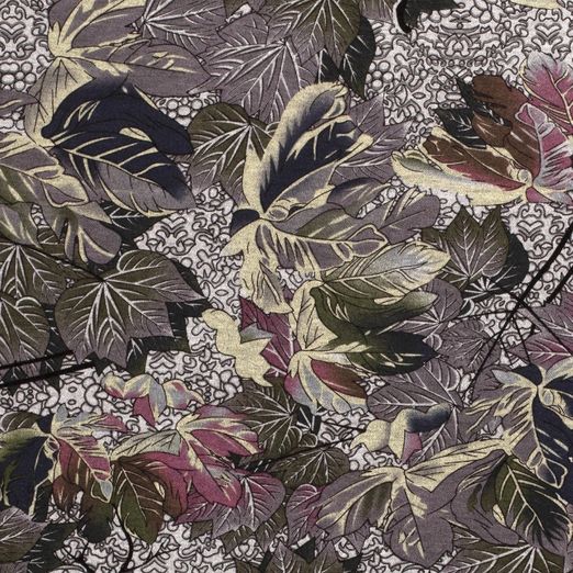 Romanit Jersey Weinblätter mit Altrosa auf Hellgrau