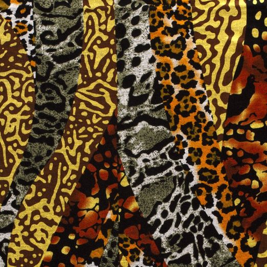 Romanit Jersey Stripes of Animalprint Gelb/Orange