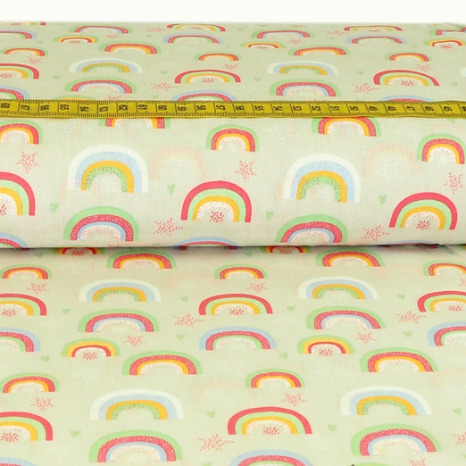 Baumwolle Bunte Regenbögen auf Hellgrau Baumwolle Bunte Regenbögen auf Hellgrau