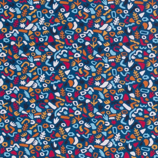 Jersey Abstrakt Jungle auf Royalblau