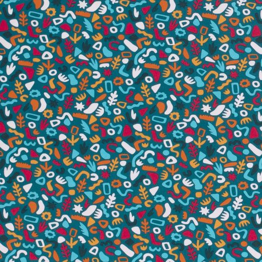 Jersey Abstrakt Jungle auf Petrol