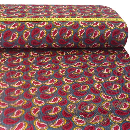 Feincord Paisley Grau Feincord Paisley Grau