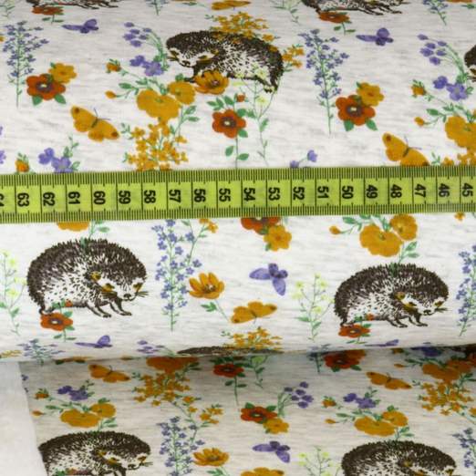 Alpenfleece Igel im Wald Creme Meliert