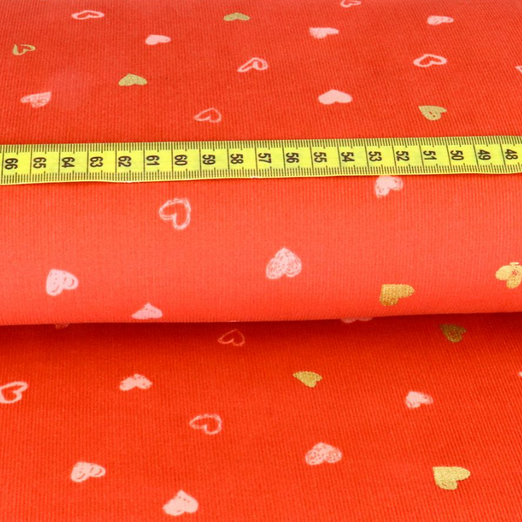 Feincord Glitzer Hearts Blutorange