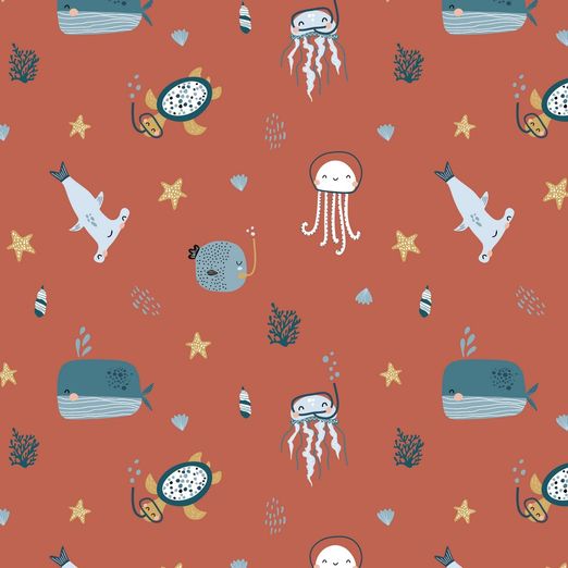 Jersey Sea Animals auf Rotorange BIO