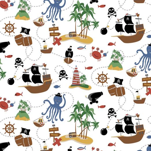 Jersey Piratenwelt auf Weiß BIO