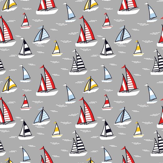 Jersey Bunte Segelschiffe auf Hellgrau