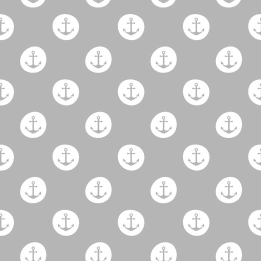 Jersey Anker im Kreis Weiß auf Hellgrau Jersey Anker im Kreis Weiß auf Hellgrau