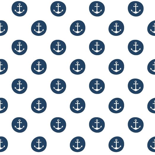 Jersey Anker im Kreis Dunkelblau auf Weiß Jersey Anker im Kreis Dunkelblau auf Weiß