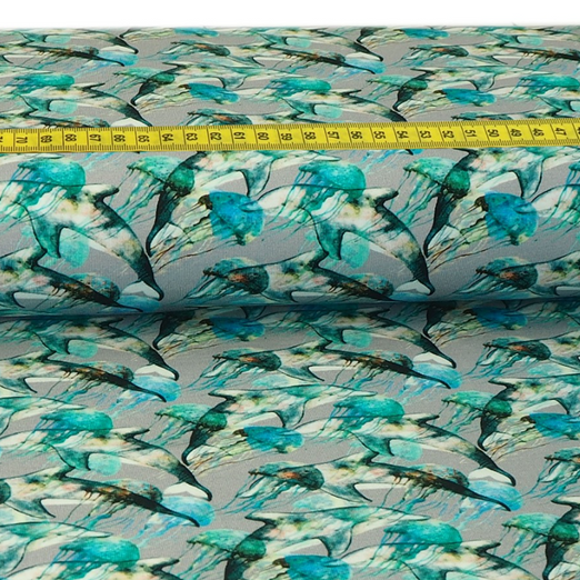 Jersey Delfine auf Grau Digital