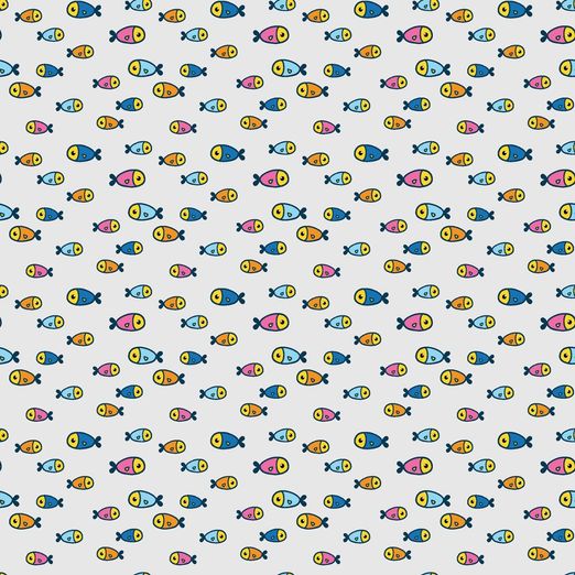 Jersey Kleine Bunte Fische auf Hellgrau Jersey Kleine Bunte Fische auf Hellgrau