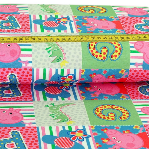 Jersey Peppa Wutz Patchwork Digital Lizenz Jersey Peppa Wutz Patchwork Digital Lizenz
