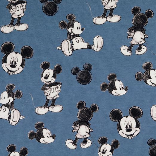 Jersey Mickey Mouse Skizzen auf Rauchblau Lizenz Digital