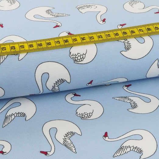 Jersey Little Darling Organic Cotton Schwäne auf Hellblau