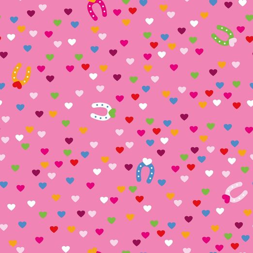 Jersey Herzen & Hufeisen auf Rosa