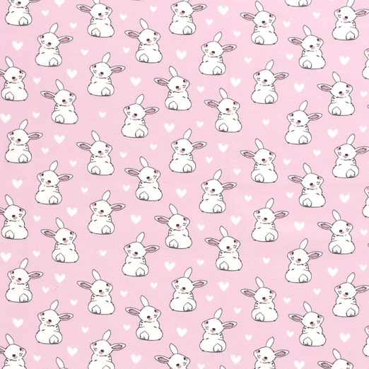 Jersey Süßes Häschen & Herzen auf Rosa