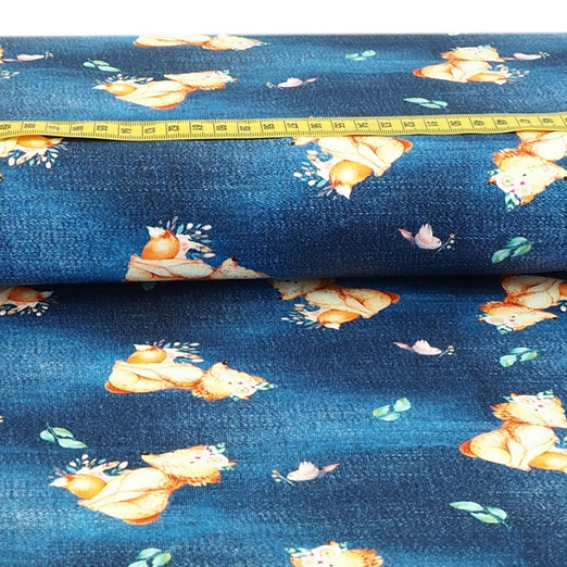 Jersey Jeansoptik Blumenfuchs Blau Digital
