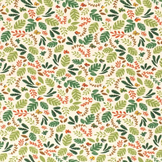 Jersey Schmetterlinge & Palmenblätter auf Beige