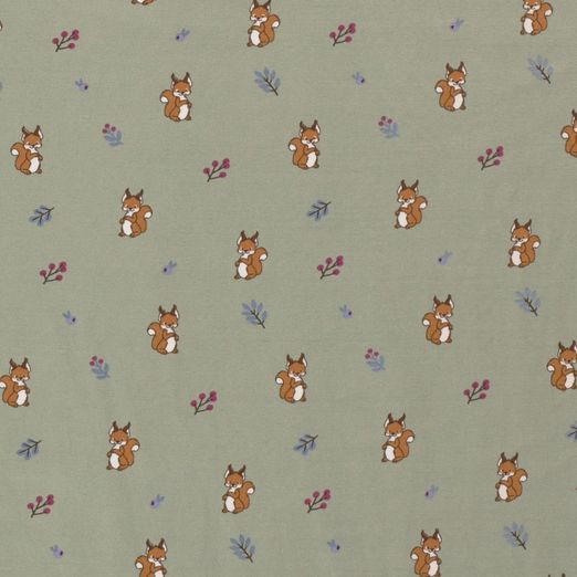 Jersey Süßes Eichhörnchen auf Dunkelmint Jersey Süßes Eichhörnchen auf Dunkelmint