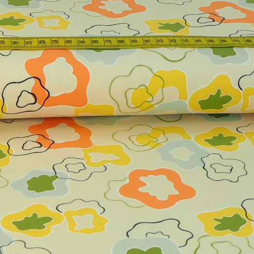 Jersey Bunte Kleckse auf Hellbeige BIO