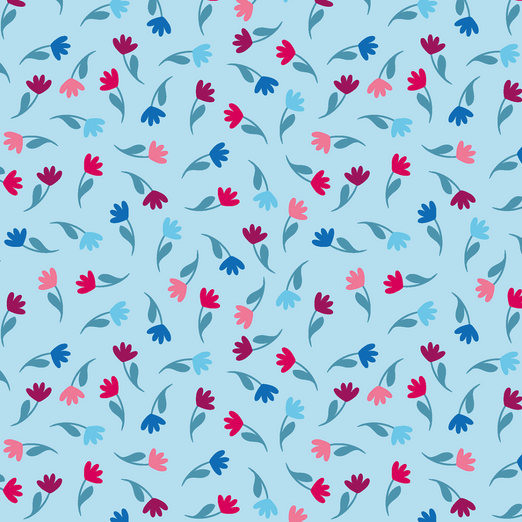 Jersey Flowers Miri auf Hellblau Jersey Flowers Miri auf Hellblau