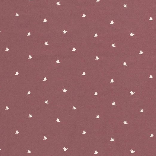 Jersey Kleines Weißes Vögelchen auf Dunklem Altrosa
