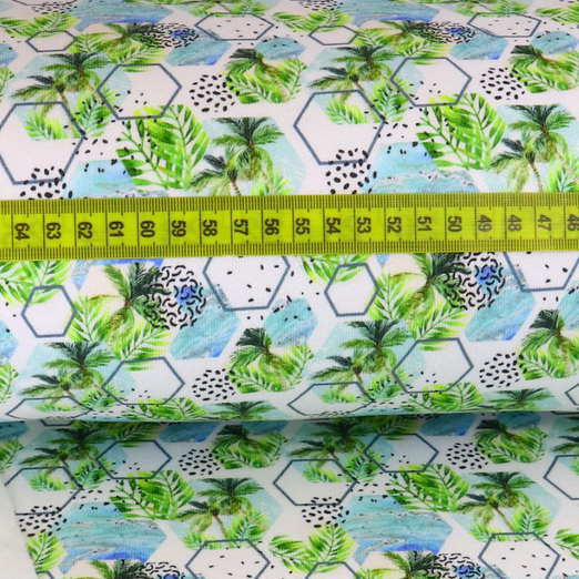 Wintersweat Sechsecke & Palmen auf Weiß Digital