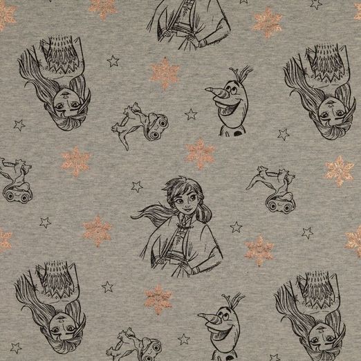 Ganzjahressweat FOLIENDRUCK Frozen Elsa, Anna und Olaf auf Grau Meliert LIZENZ