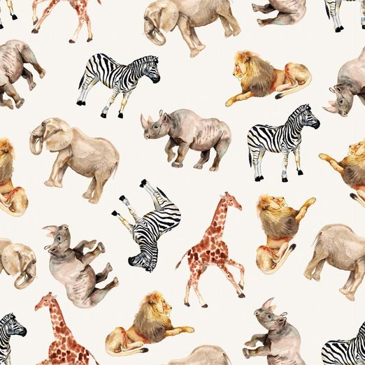 Ganzjahressweat Afrikanische Tiere auf Creme Digital