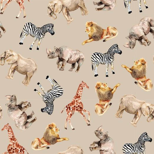 Ganzjahressweat Afrikanische Tiere auf Beige Digital