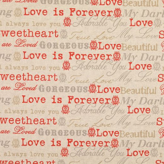 Canvas GLITZER Schriftzüge Rot/Grau auf Beigegrau