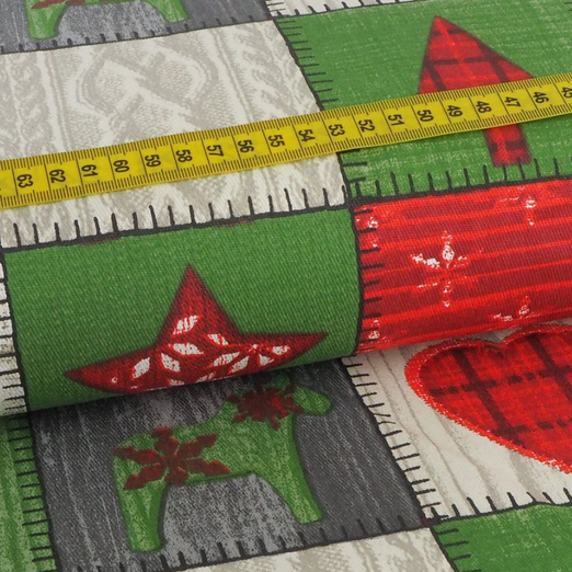 Baumwolle Canvas Wintermotive auf Grün Überbreite