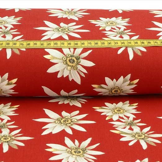 Canvas Trachtenblumen auf Rot Überbreite