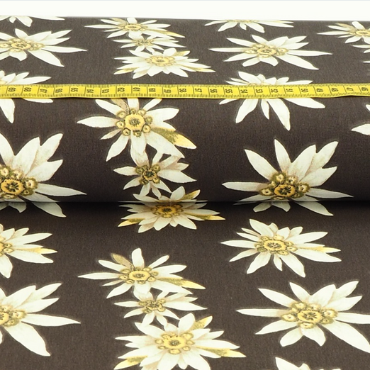 Canvas Trachtenblumen auf Dunkelbraun Überbreite