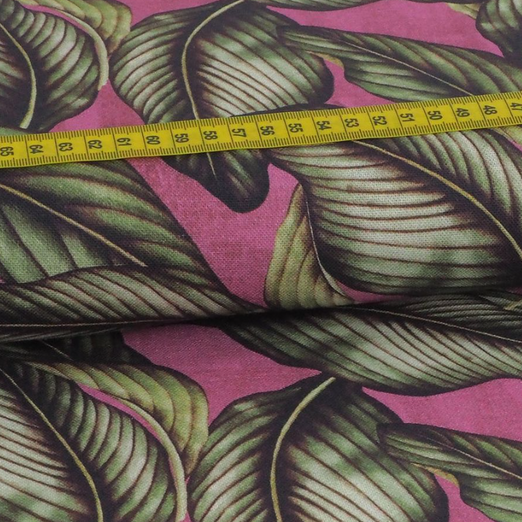 Baumwolle Canvas Big Leaves Pink Digital