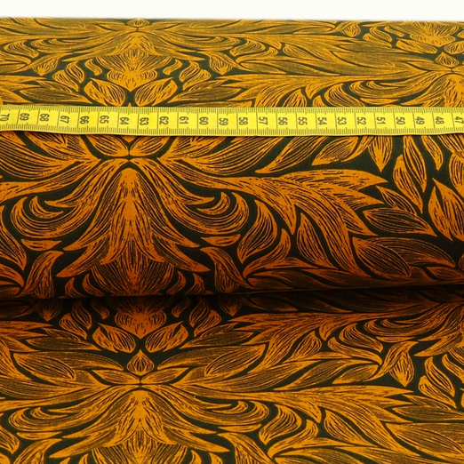 Canvas Orientblüten Senfgelb auf Schwarz Canvas Orientblüten Senfgelb auf Schwarz