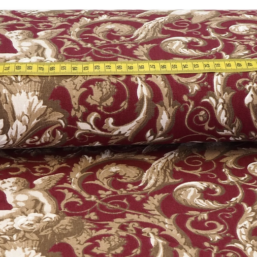 Canvas Engel auf Schnörkelei Weinrot